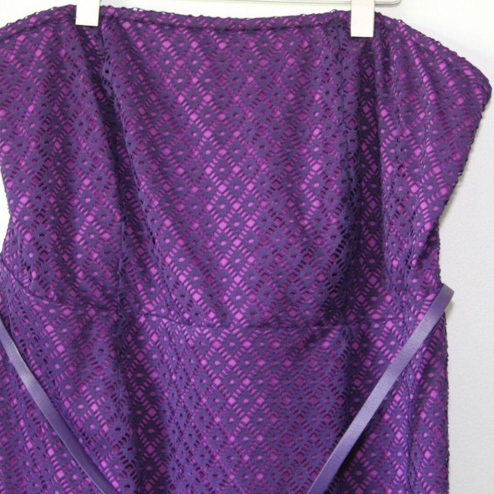 NWT Lane Bryant Crochet Overlay Tube Dress Geo Lace Purple Plus Size 26 H12954 - Picture 4 of 11